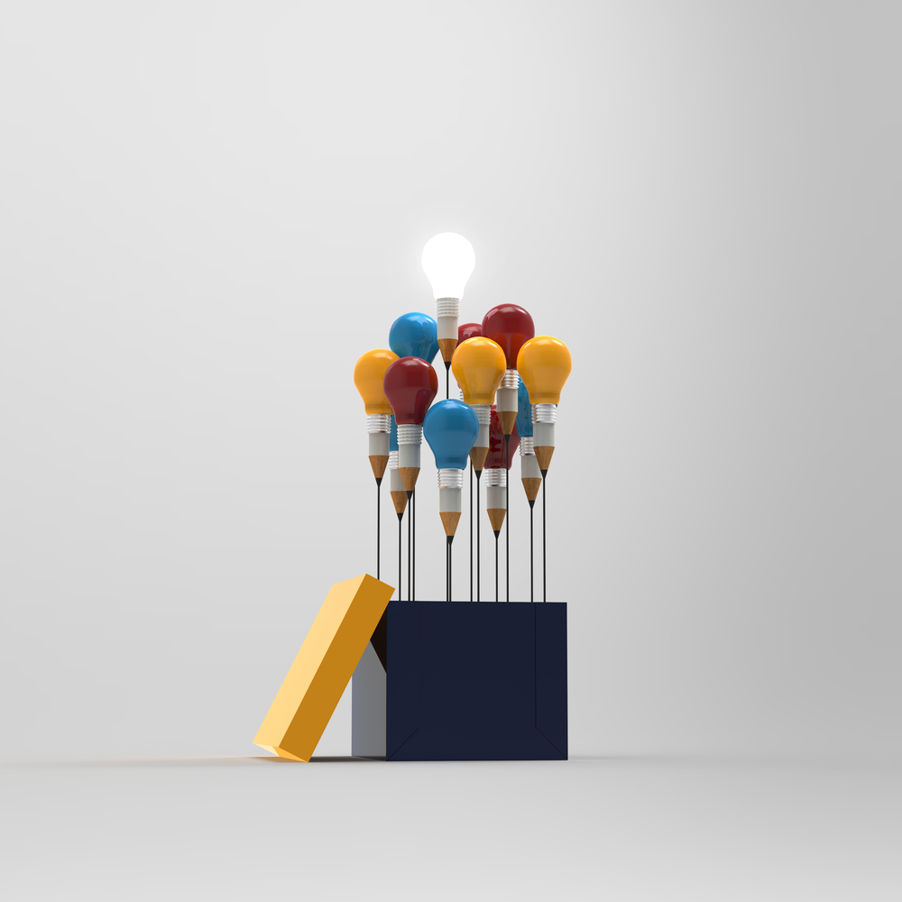 drawing idea pencil and light bulb concept outside the box as creative and leadership concept-1